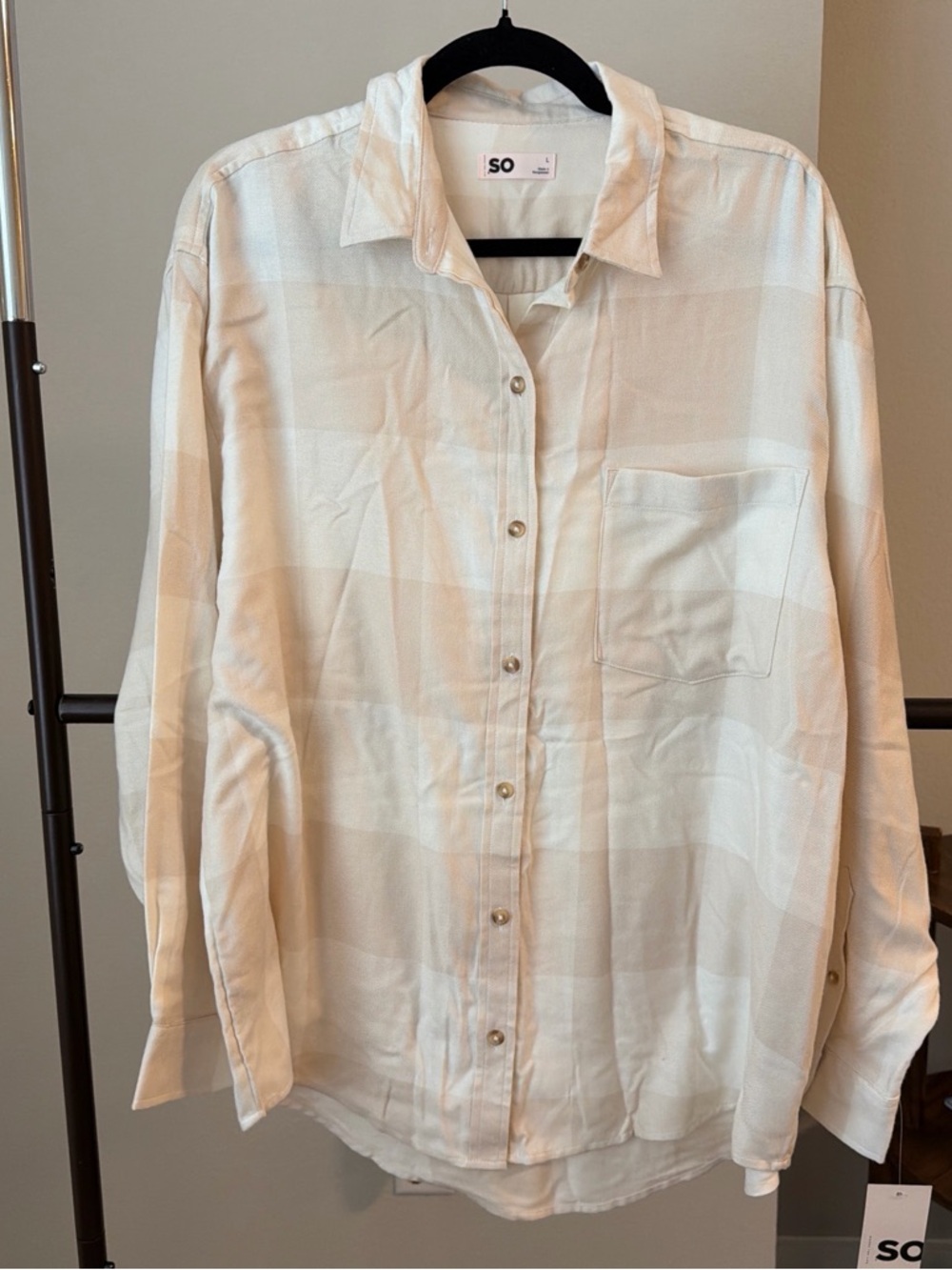 Kohl's SO Men's Cream Plaid Button-Down Shirt
